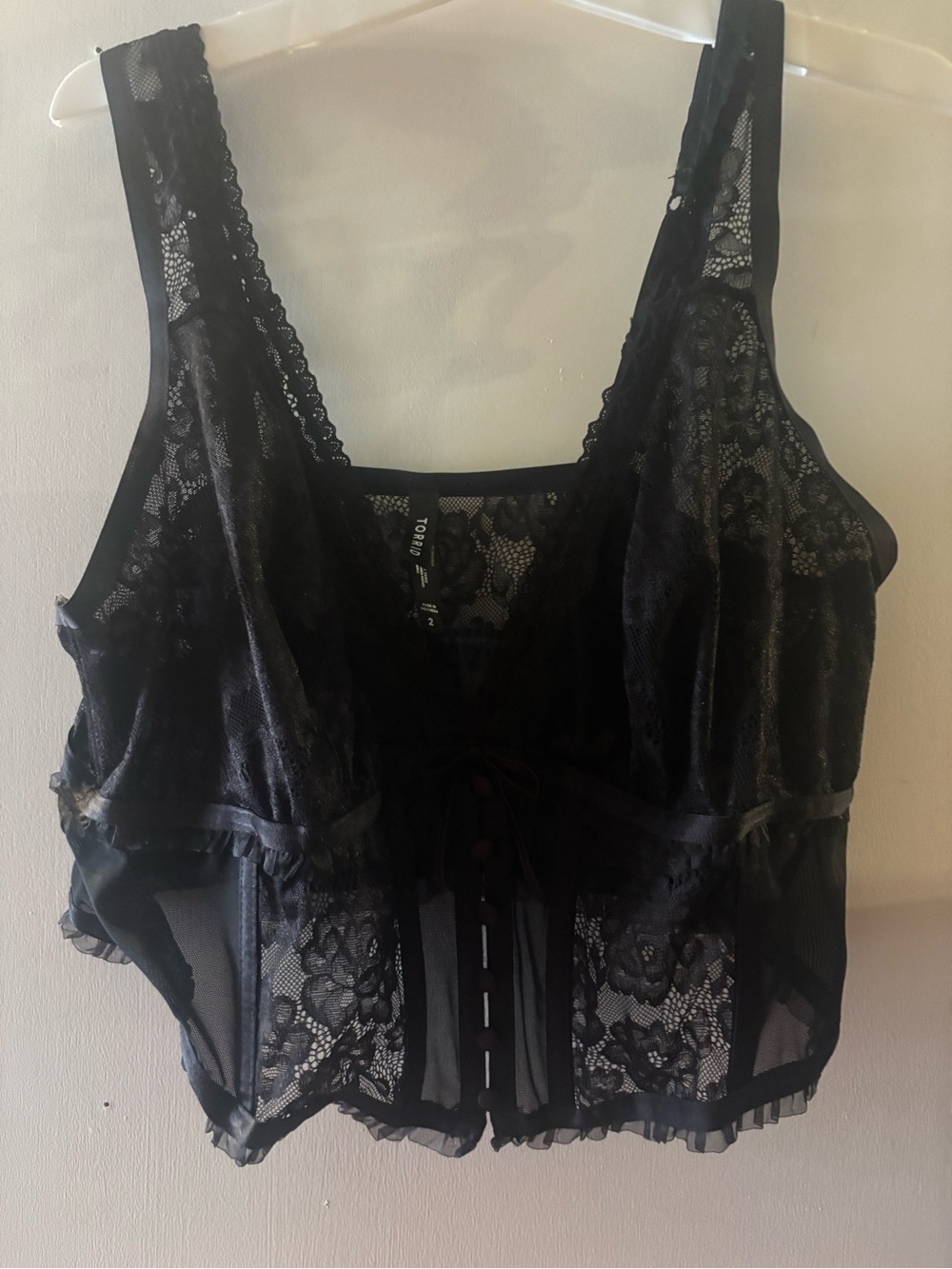 Torrid Black Lace Sheer Corset-Style Bralette